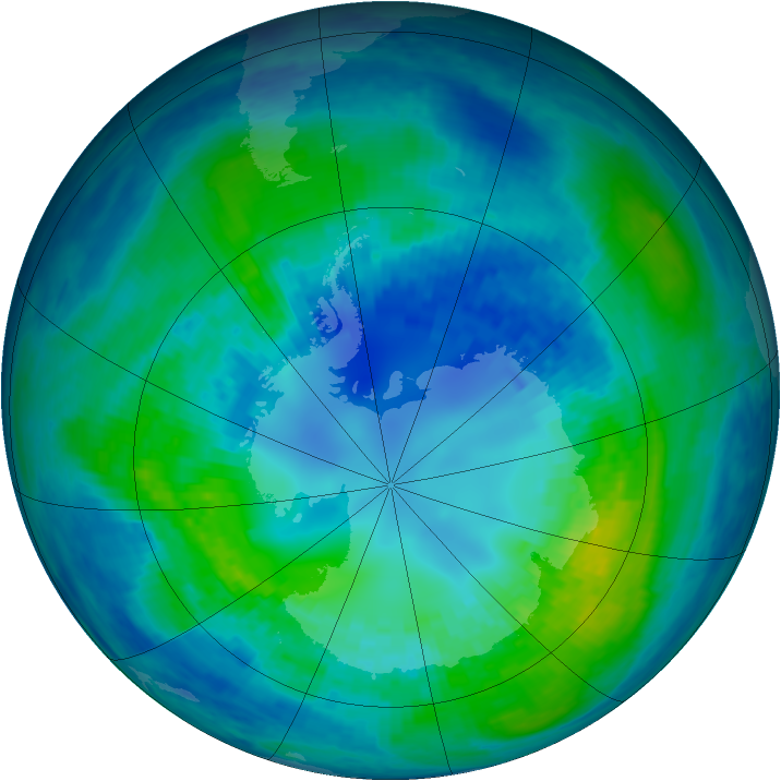 Antarctic ozone map for 17 April 2004